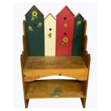 Painted Wood Bench - 28.5 x 15 x 49