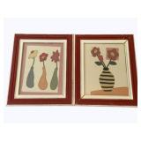 2 Framed Textile Art Pieces - 18 x 23