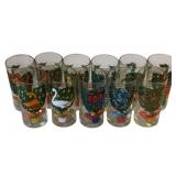11pc. Set of Vintage Christmas Glass Tumblers