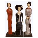 3 Hand Painted Wooden Folk art Figurines - 15"