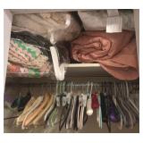 Closet Lot of Assorted Linens/Hangers