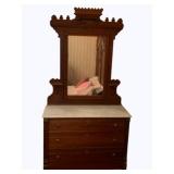 Antique Marble Top Dresser w/ Mirror