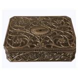 Metal Jewelry Box w/ Costume Jewelry - 9.5 x 7 x 3