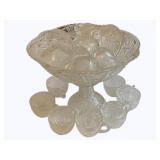 16pc. Glass Pedestal Punch Bowl Set