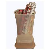 Holiday Wrapping Paper w/ Plastic Bin & Lid