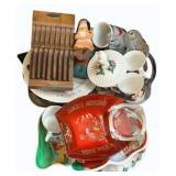 Lot of Assorted Trays, Glassware & More