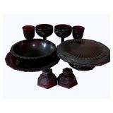 9 pieces of Avon Ruby Red Glass Dishes