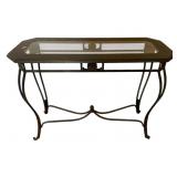 Metal & Glass Top Console Table - 16 x 40 x 30