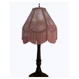 Antique Floral Fringed Lamp - 22"