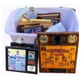 Tote of Assorted Baseball Items