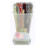 Plastic Bin of Assorted Wrapping Paper