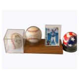 Baseball Memorabilia w/ Card Stand