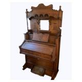 Antique Victorian Oak Pump Organ w/ Mirror