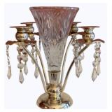 Silver Plated Candelabra Vase w/ Crystal Accents