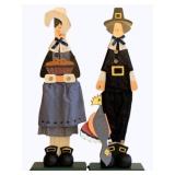 2 Wooden Pilgrim Figures - 20.5"