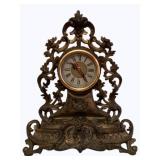 Vintage Cast Metal Mantle Clock - 16 x 12 x 6