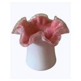 Fenton Pink and White Silvercrest Vase - 4"