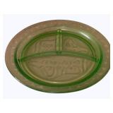 Green Depression Glass Divided Dish