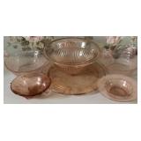 6pc. Pink Glass Items