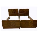 Pair Vintage Art Deco Twin Beds