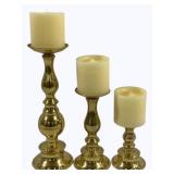 3 Brass Candle Holders - 11.5, 7.5 & 4.5 tall