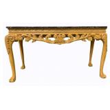 Carved Marble Top Console Table