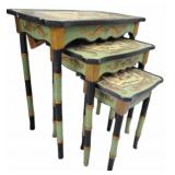 Painted Faux Bamboo Nesting Tables, 24 x 22 x 14