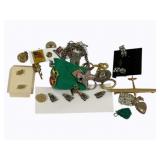 Lot of Assorted Pins, Cat Ornament & Jewelry