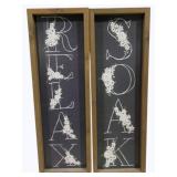 Pair Bathroom Wall Art 24 x 8