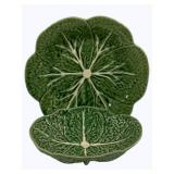 2 Majolica Cabbage Dishes - 9 1/4", 8 x 6