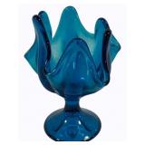 Vintage Bluenique Handkerchief Pedestal Vase - 5"
