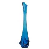 Viking Epic Bluenique Swung Glass Vase 14"