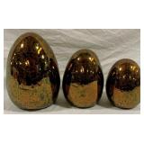 3 Ceramic Eggs - 7.5", 9", 12"