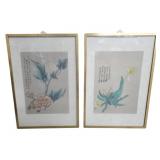 Pair Oriental Framed Prints 26 x 18