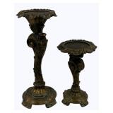 2 Ornate Candle Holders - 8" & 12" tall