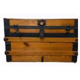 Vintage Wooden Flat Top Trunk 21 x 32 x 18