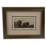 Framed Etching "Apples" by R. Marsh #7/30