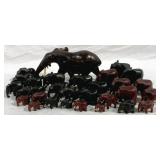 30 Carved Wood Elephant Figurines