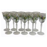 10 Hand Painted Wine Glasses 8.25"