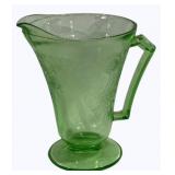 Green Uranium Glass Pitcher - 7.5"