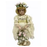 Vintage Porcelain Doll w/ Stand - 13"