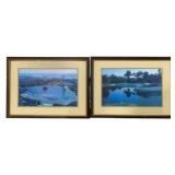 Pair Framed Golf Prints 18 x 24