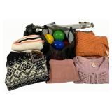 Lot of Assorted Sweaters, Tripod & More