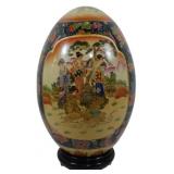 Large Oriental Porcelain Egg with Stand 16"