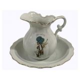 Holly Hobbie Pitcher & Bowl Set - 9.5 x 6