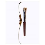 Wood Bow - No String w/ Arrows & Holder - 54.5"