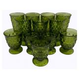 12pc. Set of Green Glasses - 4 1/4" & 6"