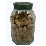 Jar of Wine Corks, Jar Damaged, 10.5"