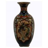 Cloisonne Oriental Vase 9.5"