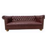 Chesterfield Leather Sofa w/ Nail Head Trim